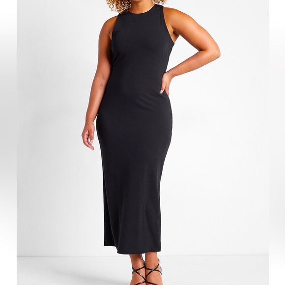 EXPRESS Body Contour High Neck Back Cutout Maxi Dress - Picture 3 of 6